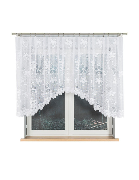 RENATA - Firanka gotowa żakardowa z podcięciem na dole - 300x130 cm - kolor biały