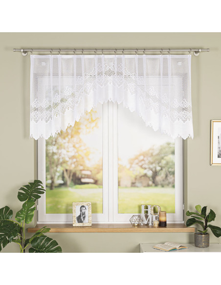 MODESTA · Firanka gotowa żakardowa z podcięciem na dole · 250x80 cm · kolor biały