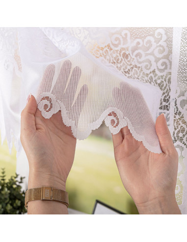 MODESTA · Firanka gotowa żakardowa z podcięciem na dole · 250x80 cm · kolor biały