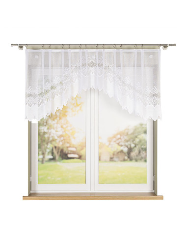 MODESTA · Firanka gotowa żakardowa z podcięciem na dole · 250x80 cm · kolor biały