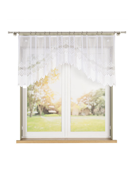 MODESTA · Firanka gotowa żakardowa z podcięciem na dole · 250x80 cm · kolor biały