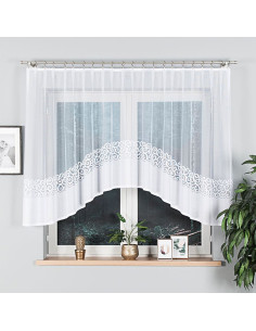 DANIELA - Firanka gotowa żakardowa z podcięciem na dole - 300x130 cm - kolor biały