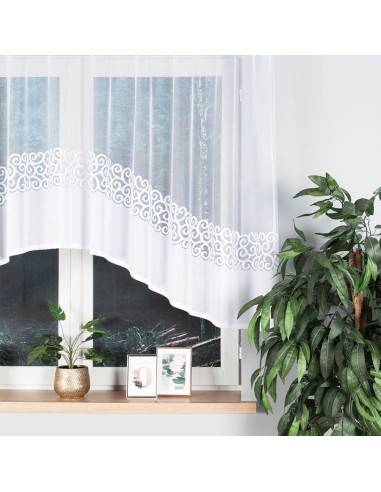 DANIELA - Firanka gotowa żakardowa z podcięciem na dole - 300x130 cm - kolor biały