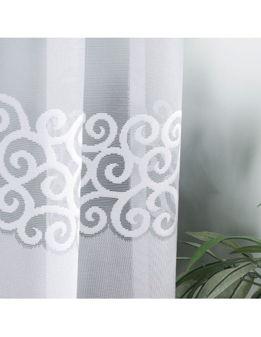 DANIELA - Firanka gotowa żakardowa z podcięciem na dole - 300x130 cm - kolor biały