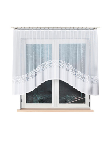 DANIELA - Firanka gotowa żakardowa z podcięciem na dole - 300x130 cm - kolor biały