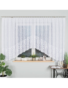 KINGA · Firanka gotowa żakardowa z podcięciem na dole · 530x160 cm · kolor biały