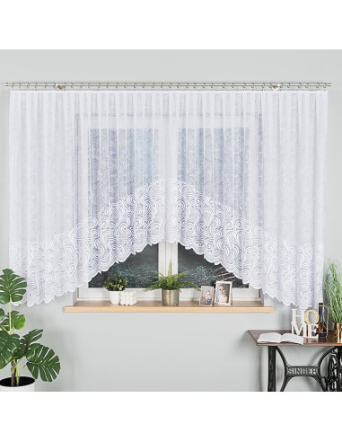 KINGA · Firanka gotowa żakardowa z podcięciem na dole · 530x160 cm · kolor biały