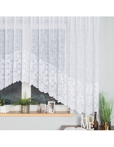 KINGA · Firanka gotowa żakardowa z podcięciem na dole · 530x160 cm · kolor biały