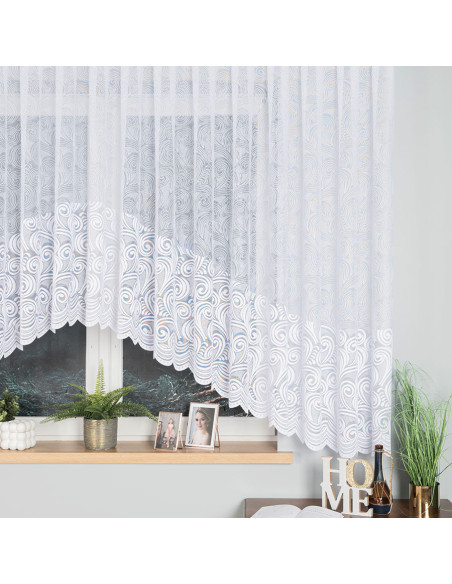 KINGA · Firanka gotowa żakardowa z podcięciem na dole · 530x160 cm · kolor biały
