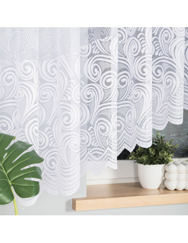 KINGA · Firanka gotowa żakardowa z podcięciem na dole · 530x160 cm · kolor biały