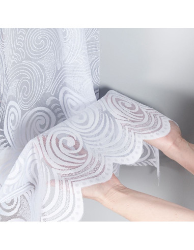 KINGA · Firanka gotowa żakardowa z podcięciem na dole · 530x160 cm · kolor biały