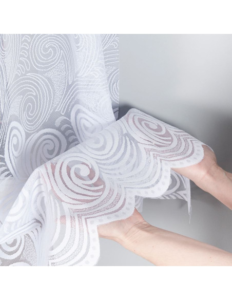 KINGA · Firanka gotowa żakardowa z podcięciem na dole · 530x160 cm · kolor biały