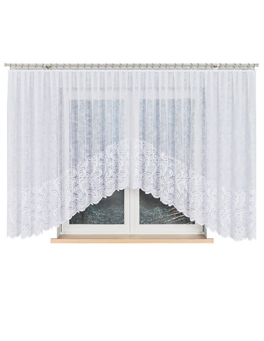 KINGA · Firanka gotowa żakardowa z podcięciem na dole · 530x160 cm · kolor biały