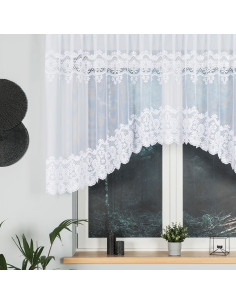 DARIA - Firanka gotowa żakardowa z podcięciem na dole - 300x120 cm - kolor biały 2