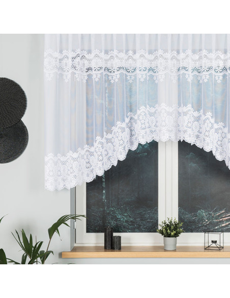 DARIA - Firanka gotowa żakardowa z podcięciem na dole - 300x120 cm - kolor biały