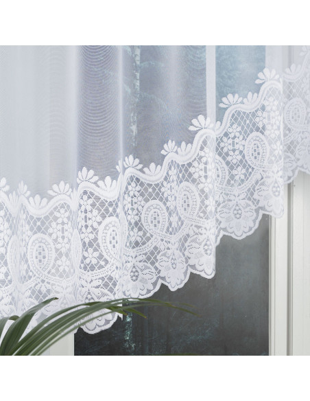 DARIA - Firanka gotowa żakardowa z podcięciem na dole - 300x120 cm - kolor biały