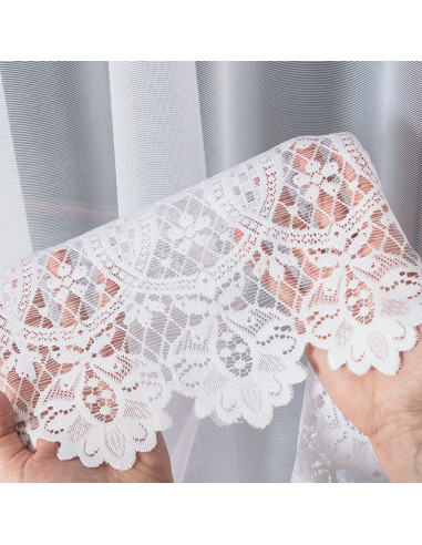 DARIA - Firanka gotowa żakardowa z podcięciem na dole - 300x120 cm - kolor biały