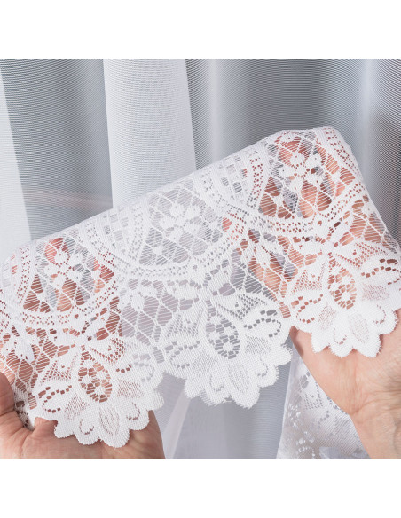 DARIA - Firanka gotowa żakardowa z podcięciem na dole - 300x120 cm - kolor biały