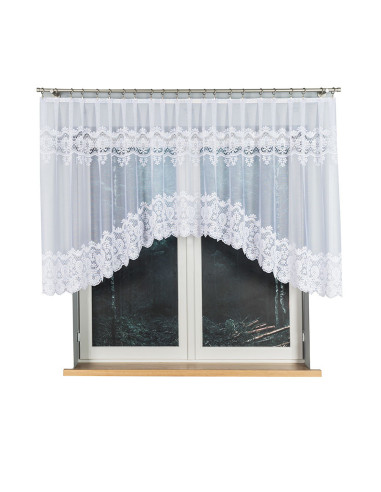 DARIA - Firanka gotowa żakardowa z podcięciem na dole - 300x120 cm - kolor biały