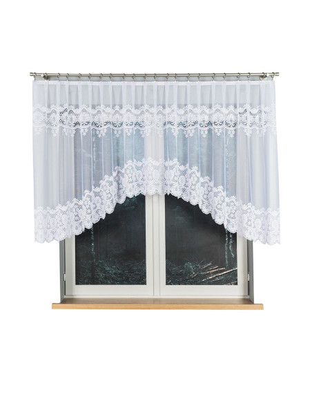 DARIA - Firanka gotowa żakardowa z podcięciem na dole - 300x120 cm - kolor biały