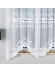 BASTIA · firanka gotowa żakardowa · biała · wzór roślinny · 300x180 cm 2