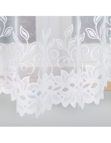 BASTIA · firanka gotowa żakardowa · biała · wzór roślinny · 300x180 cm