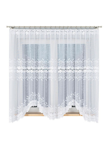 BASTIA · firanka gotowa żakardowa · biała · wzór roślinny · 300x180 cm