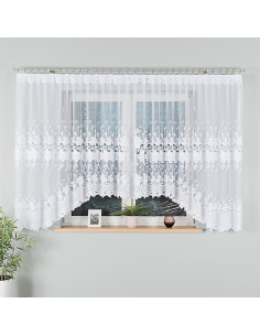 KASJANA · Firanka gotowa z podcięciem · biała · klasyczny wzór · 500x160