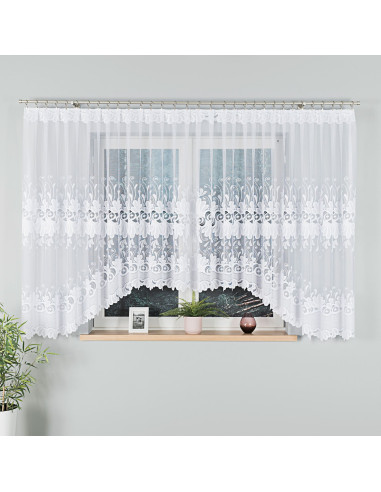 KASJANA · Firanka gotowa z podcięciem · biała · klasyczny wzór · 500x160