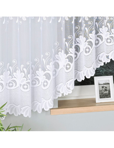 KASJANA · Firanka gotowa z podcięciem · biała · klasyczny wzór · 500x160