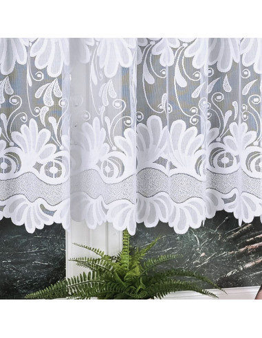 KASJANA · Firanka gotowa z podcięciem · biała · klasyczny wzór · 500x160