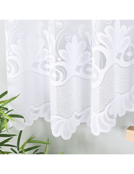 KASJANA · Firanka gotowa z podcięciem · biała · klasyczny wzór · 500x160