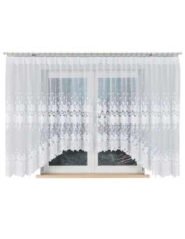 KASJANA · Firanka gotowa z podcięciem · biała · klasyczny wzór · 500x160