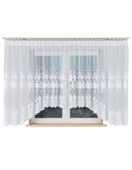 KASJANA · Firanka gotowa z podcięciem · biała · klasyczny wzór · 500x160