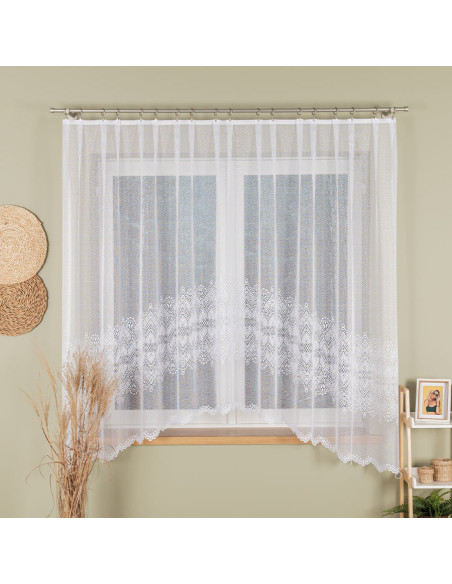 ESMERALDA · firanka gotowa z podcięciem · biała · wzór dołem · 310x180