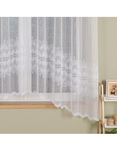 ESMERALDA · firanka gotowa z podcięciem · biała · wzór dołem · 310x180