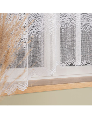ESMERALDA · firanka gotowa z podcięciem · biała · wzór dołem · 310x180