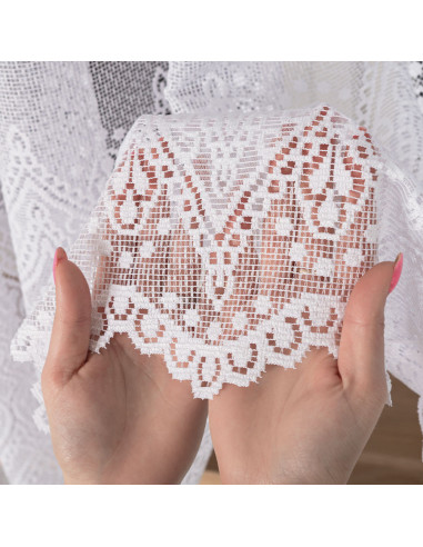 ESMERALDA · firanka gotowa z podcięciem · biała · wzór dołem · 310x180