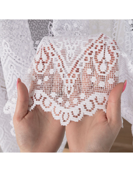 ESMERALDA · firanka gotowa z podcięciem · biała · wzór dołem · 310x180