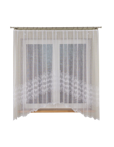 ESMERALDA · firanka gotowa z podcięciem · biała · wzór dołem · 310x180