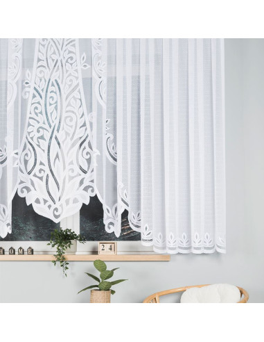 POLA - Firanka gotowa żakardowa z podcięciem na dole - 500x160 cm - kolor biały