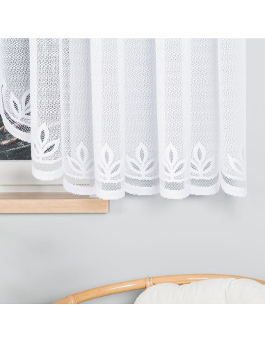 POLA - Firanka gotowa żakardowa z podcięciem na dole - 500x160 cm - kolor biały