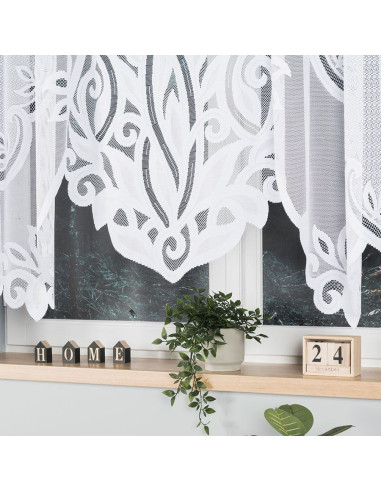 POLA - Firanka gotowa żakardowa z podcięciem na dole - 500x160 cm - kolor biały