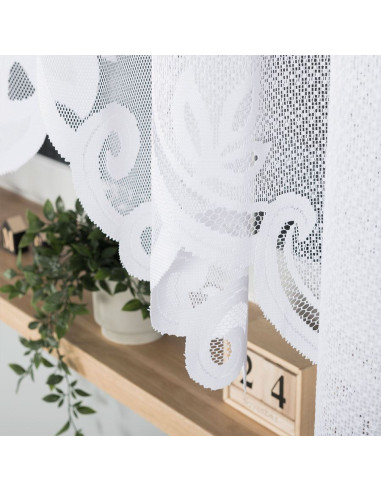 POLA - Firanka gotowa żakardowa z podcięciem na dole - 500x160 cm - kolor biały