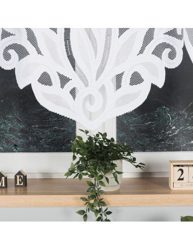 POLA - Firanka gotowa żakardowa z podcięciem na dole - 500x160 cm - kolor biały