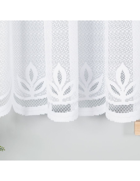 POLA - Firanka gotowa żakardowa z podcięciem na dole - 500x160 cm - kolor biały