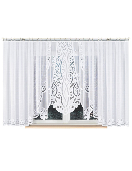 POLA - Firanka gotowa żakardowa z podcięciem na dole - 500x160 cm - kolor biały