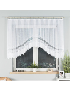 MODESTA · firanka gotowa z podcięciem · biała · klasyczny wzór · 250x120