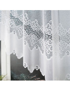 MODESTA · firanka gotowa z podcięciem · biała · klasyczny wzór · 250x120 2
