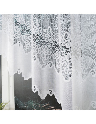 MODESTA · firanka gotowa z podcięciem · biała · klasyczny wzór · 250x120